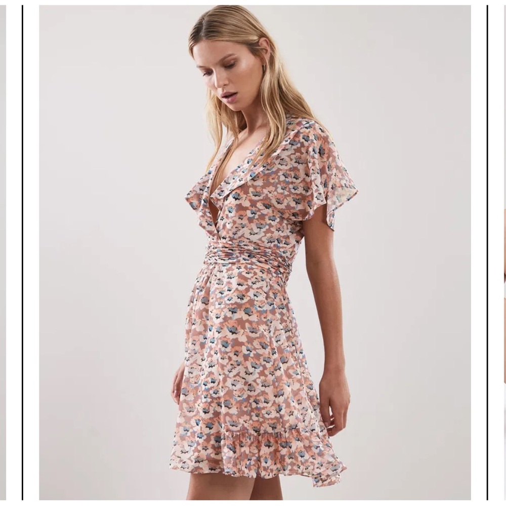 Reiss Aime Floral Printed Mini Tea Dress Size US 0